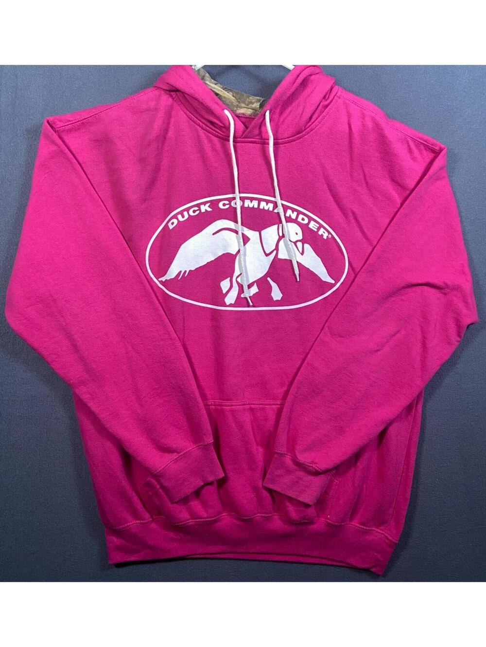 Womens Duck Commander Sweatshirt Pink Mallard Hunting Fishing Hoodie Size XL EUC